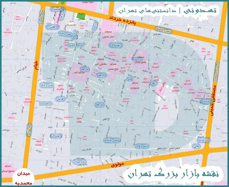 نقشه داخلی بازار بزرگ تهران